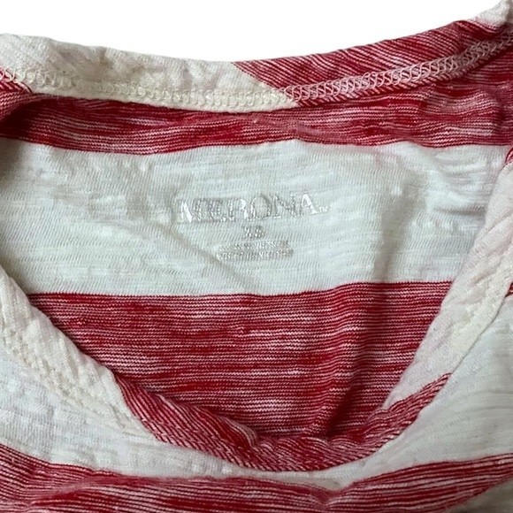 Merona White Soft Horizontal Red Stripes Blouse Short Sleeve Top - Picture 8 of 8